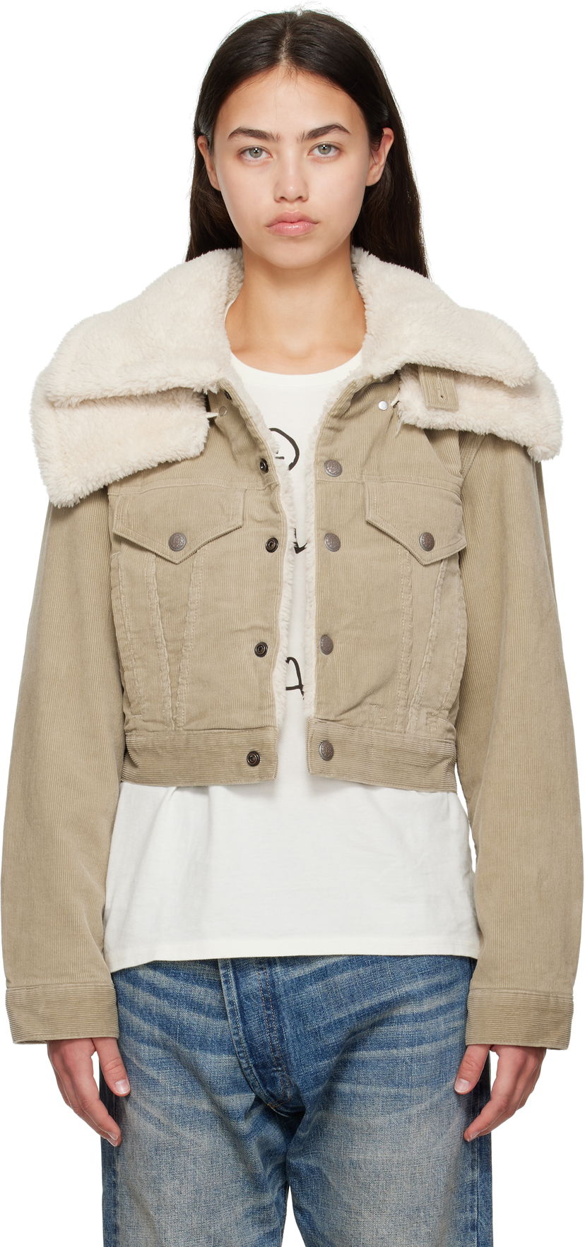 Jakna R13 R13 Sherpa Trucker Jacket Bež | R13WD181-D333A