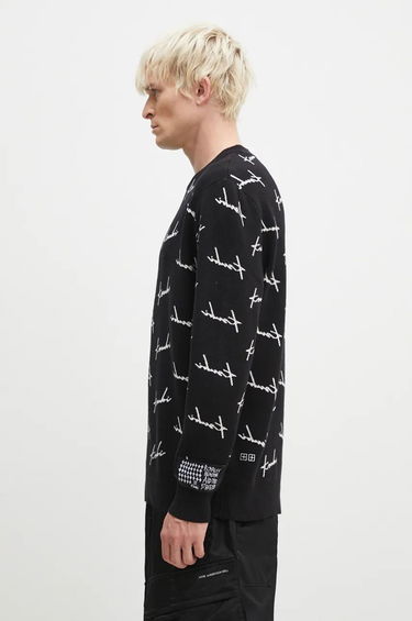 Pleteni pulover Ksubi Skript Knit Sweater Črna | MFA24KW003, 1