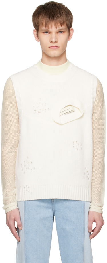 Pleteni pulover Feng Chen Wang Feng Chen Wang Distressed Vest Bela | FUS15KT06, 0