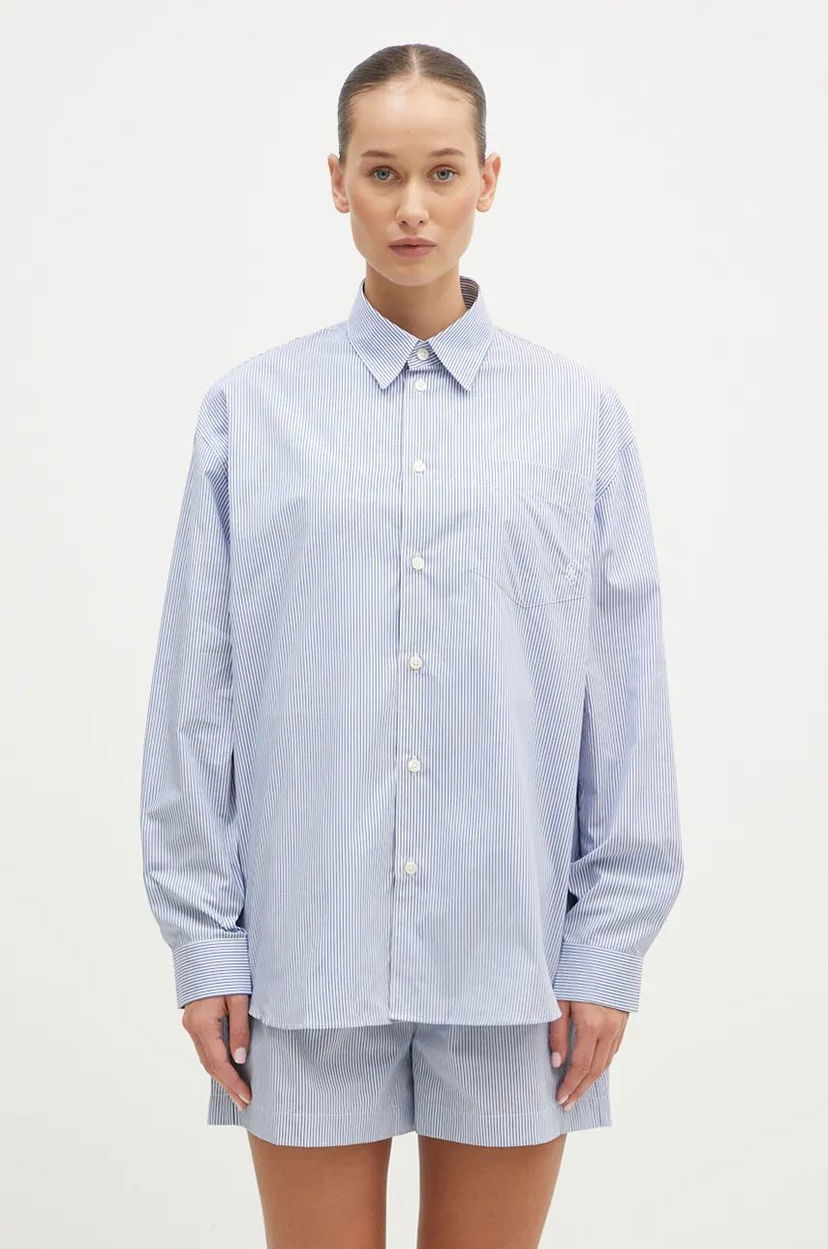 Srajce Sporty & Rich Relaxed Fit Shirt Modra | SI006S409SN