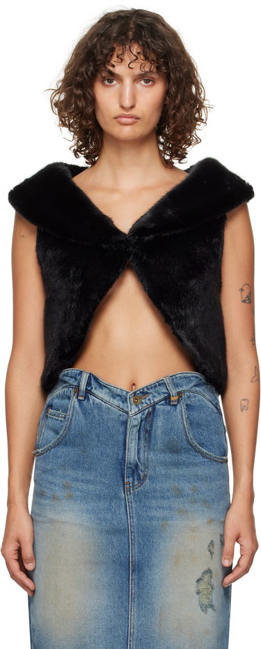 Telovnik We11done We11done Cropped Faux-Fur Vest Črna | WD-F93-24-026-W-BK, 0