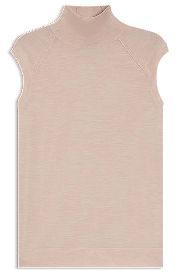 Majica brez rokavov BOSS Merino Wool High-Neck Sleeveless Top Roza | 50544998