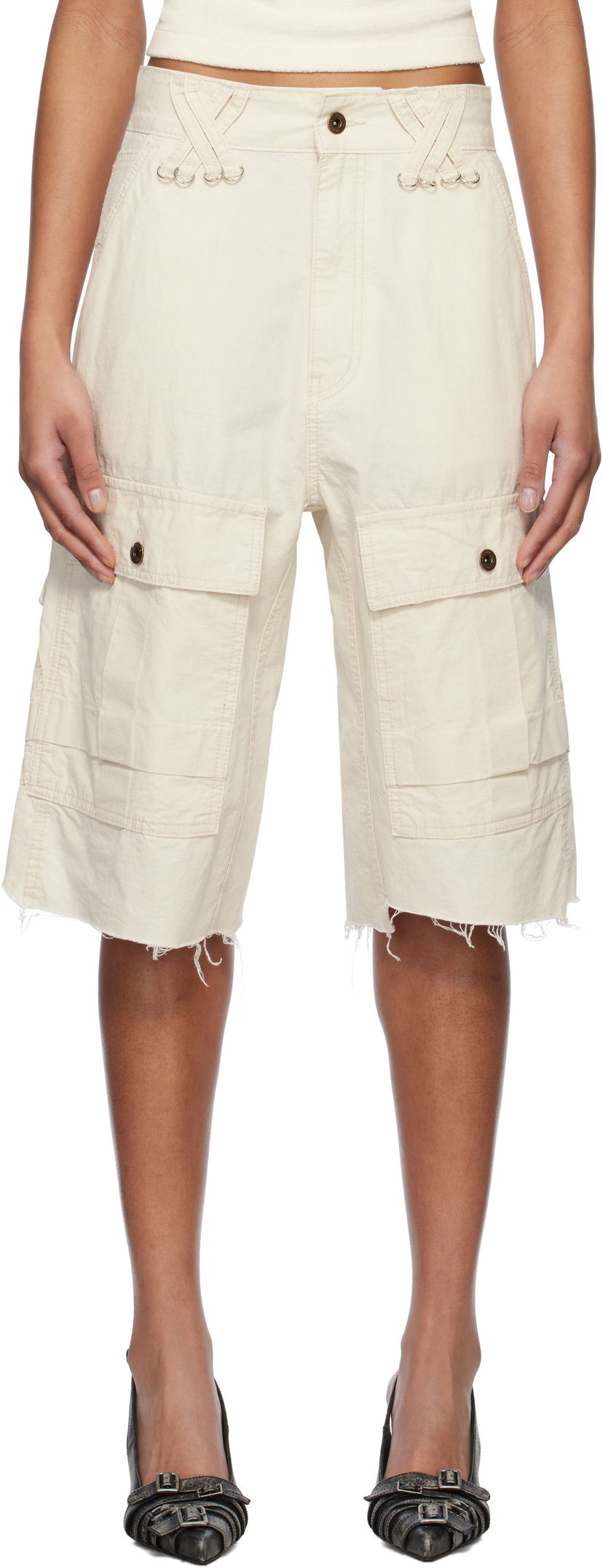 Kratke hlače We11done We11done Military Vintage Shorts Bež | WD-PT0-25-235-W-IV