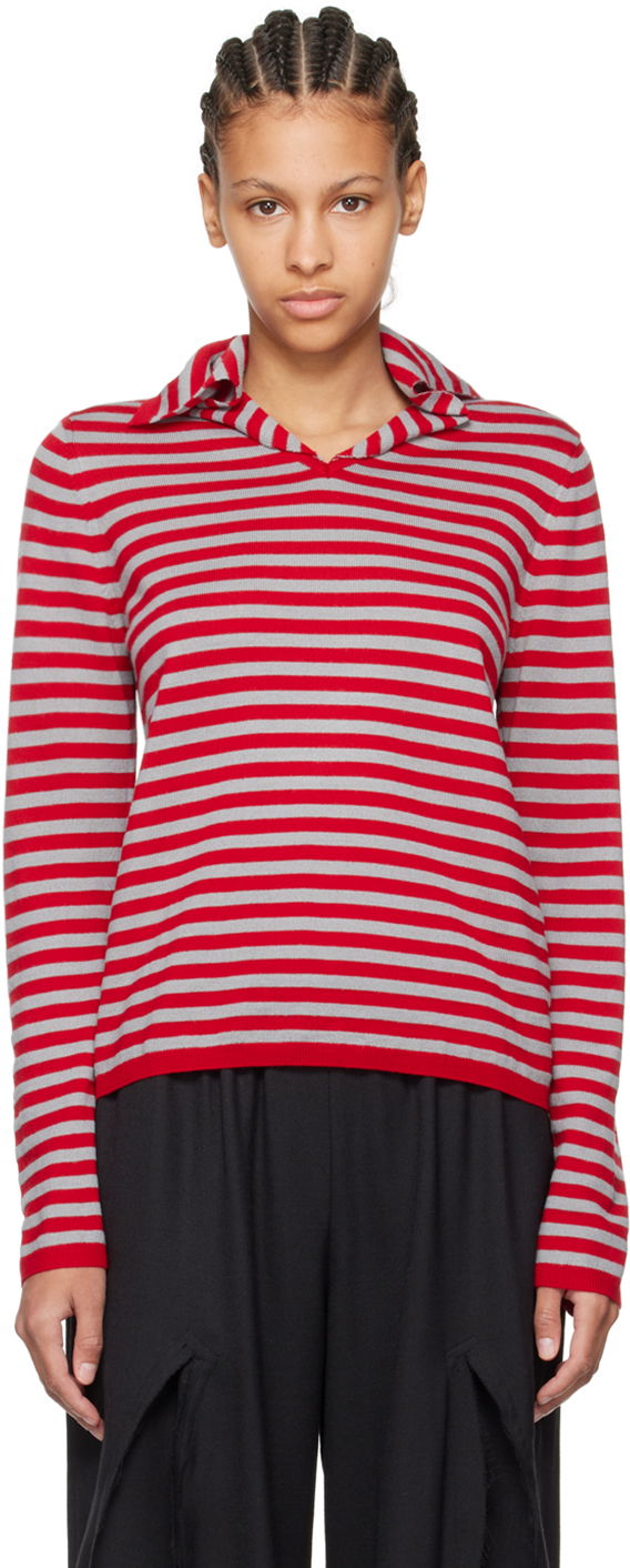 Pleteni pulover Comme des Garçons Comme des Garçons Girl Striped Sweater Rdeča | NM-N002-051, 0