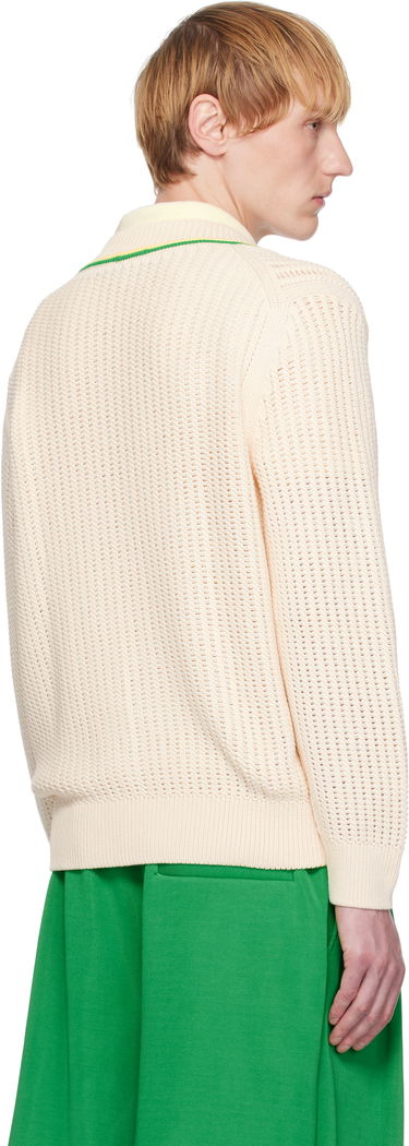 Pleteni pulover Lacoste Lacoste V-Neck Striped Tennis Sweater Bež | AH9303_GIH, 2