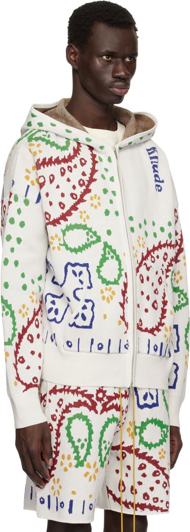 Pulover Rhude Rhude Bandana Knit Full-Zip Hoodie Bela | RHPS25HO01472, 1