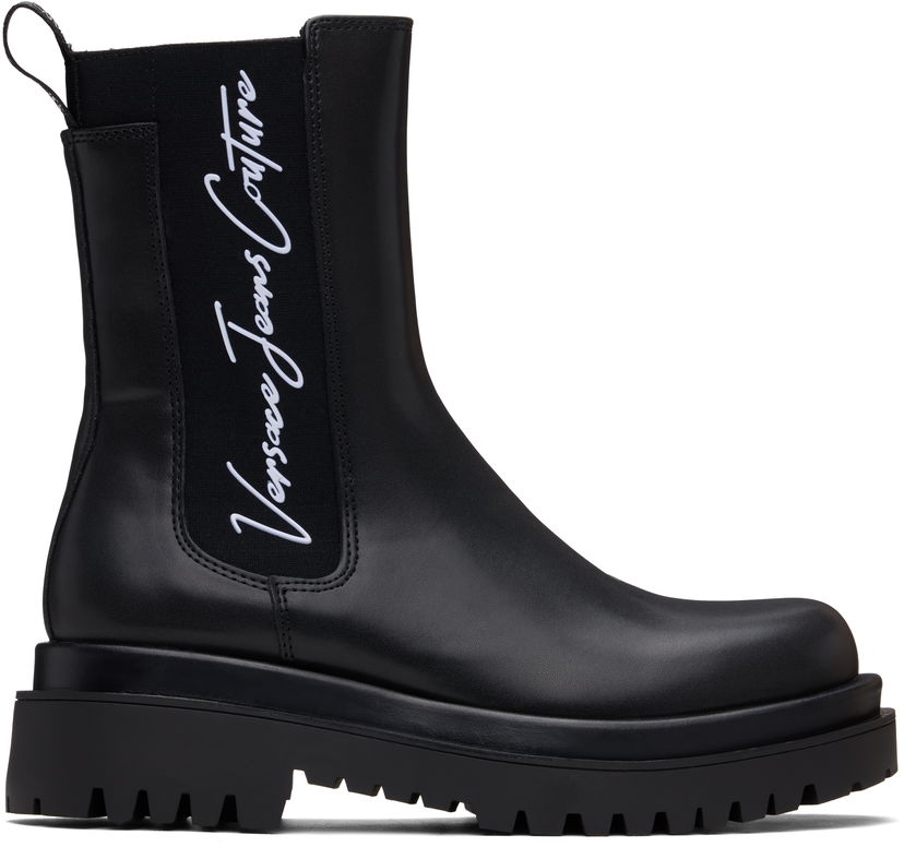 Kavbojke Versace Versace Jeans Couture Signature Logo Drew Chelsea Boots Črna | E77VA3S60_EZS868