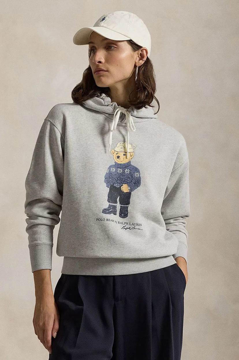 Pulover Polo by Ralph Lauren Bear Graphic Hoodie Siva | 211947964