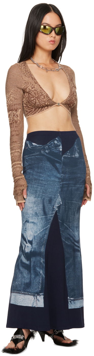 Krop-top Jean Paul Gaultier Soleil Long Sleeve Crop Top Rjava | 23/15-F-TO124-M061-9715, 3