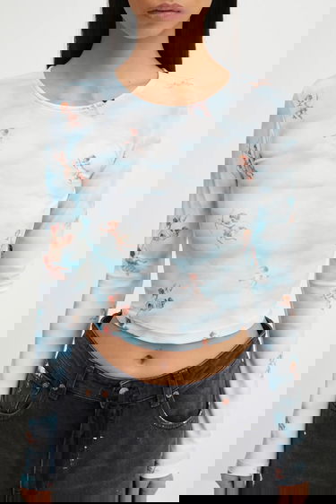 Krop-top Fiorucci Beatitudo Print Long Sleeve Crop Večbarvna | W25FWTLO003LY01BL02, 3