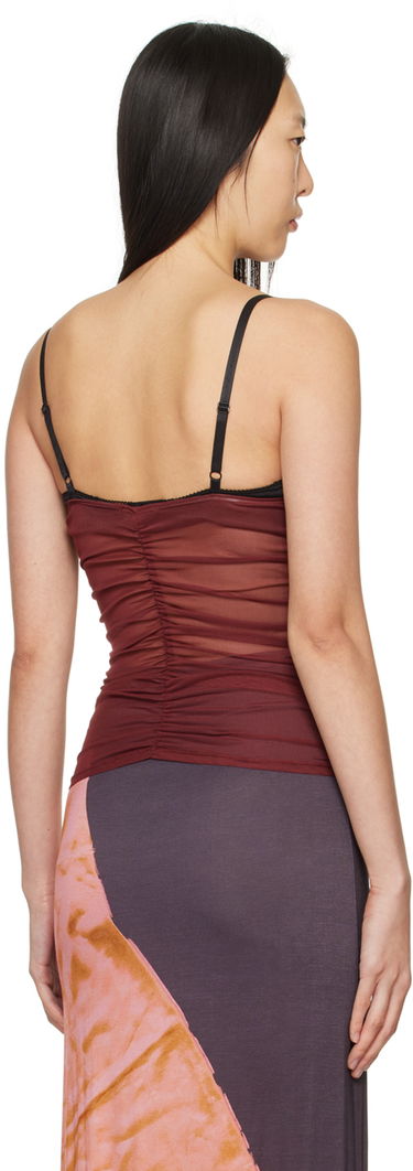 Majica brez rokavov Miaou Miaou Renzo Ruched Mesh Tank Top Rdeča | 7064PM1RUS, 2