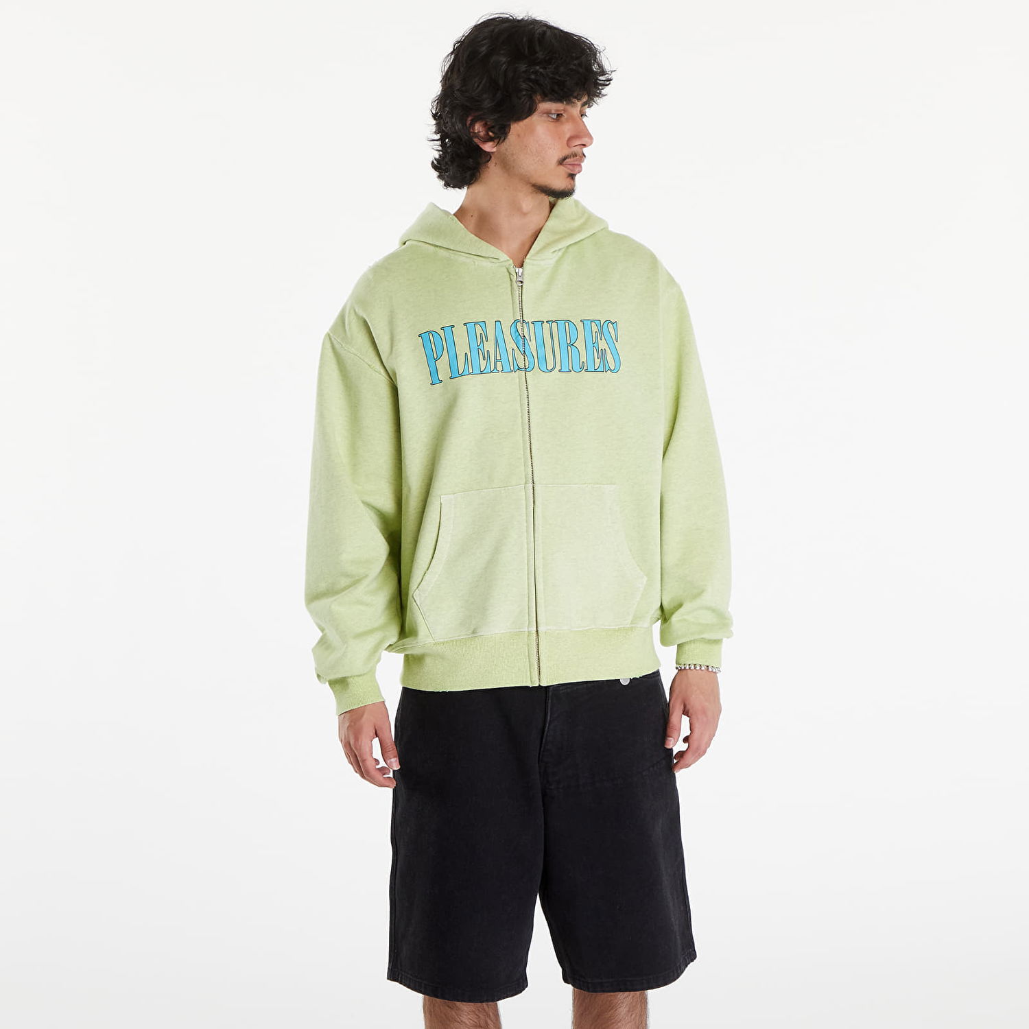Pulover Pleasures Onyx Zip Up Hoodie Faded Lime Zelena | P24SU011 LIME, 0