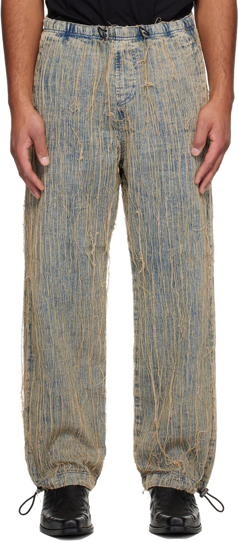 Kavbojke Diesel Relaxed D-Martial Frayed Drawstring Jeans Večbarvna | A19277-0CMBZ-01
