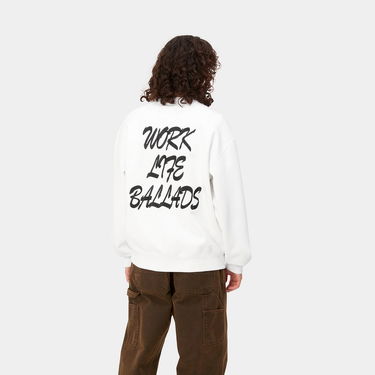 Pleteni pulover Carhartt WIP Work Varsity Crewneck Bela | I032453_00A_06, 2