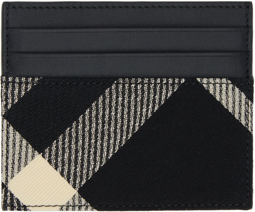 Denarnica Burberry Card Holder Tall Check Črna | 8089782