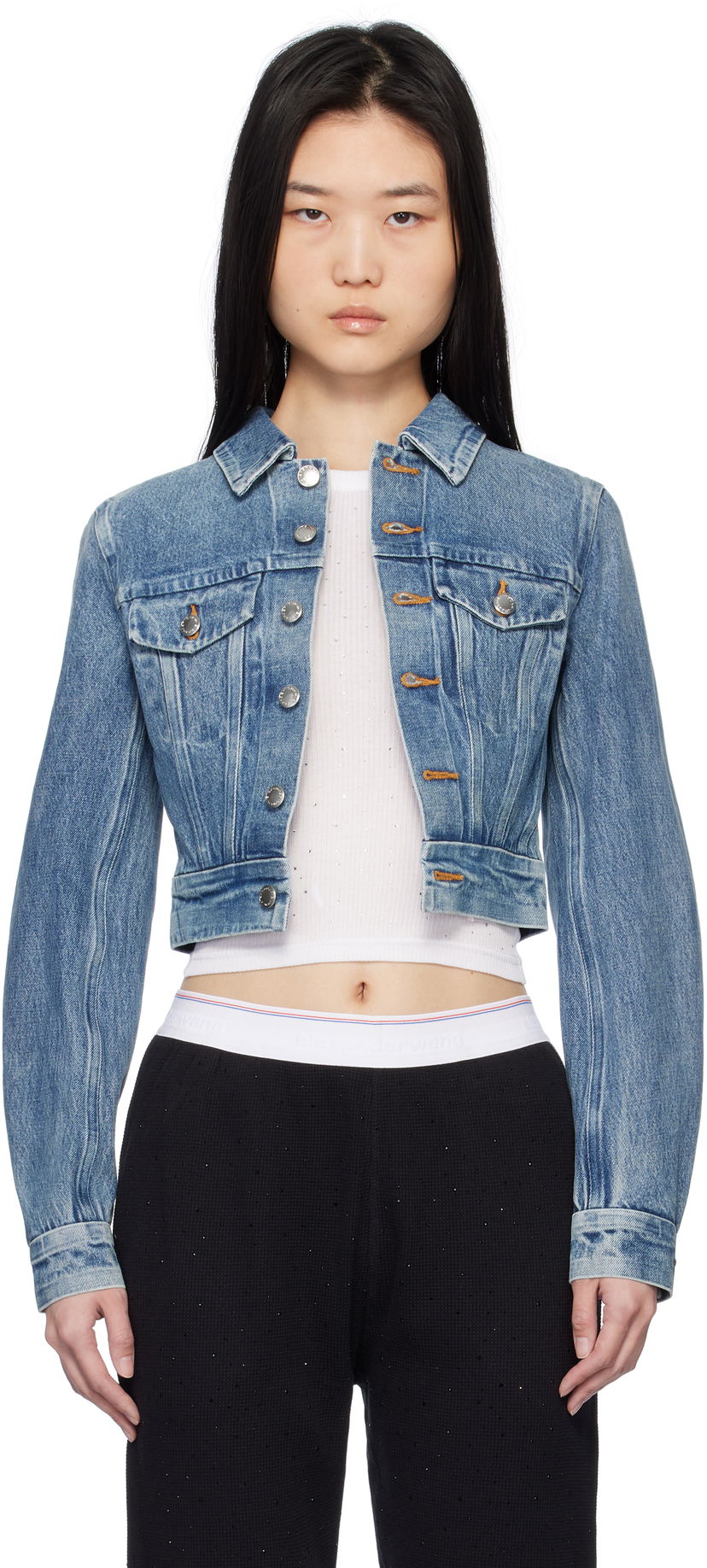Jakna Alexander Wang Alexander Wang Trucker Denim Jacket Modra | 1WC1252598