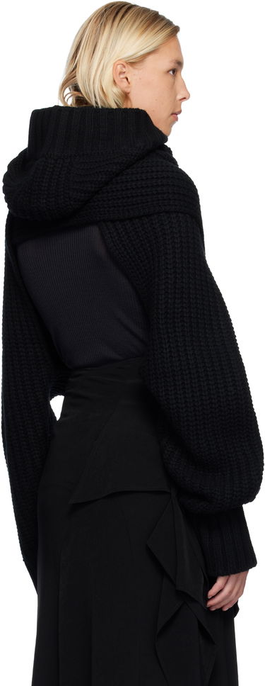 Pleteni pulover sacai Oversized Wool Knit Crossover Turtleneck Črna | 25-08201, 2