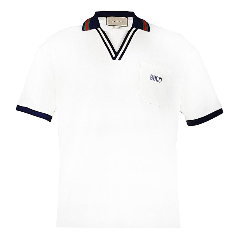 Polo majica Gucci Gucci Cotton Piquet Polo Shirt Bela | 737667-XJFGK-9133