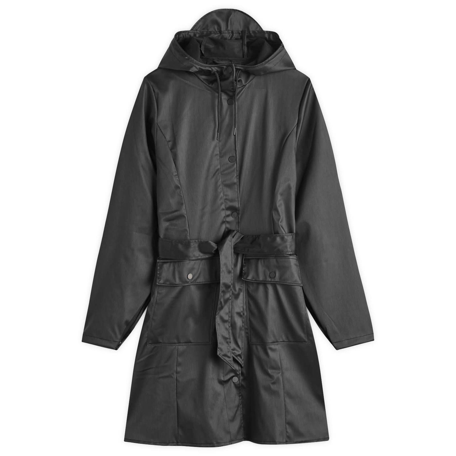 Dežni plašč Rains Curve Long Hooded Rain Jacket, Size L Črna | 18130-84, 0
