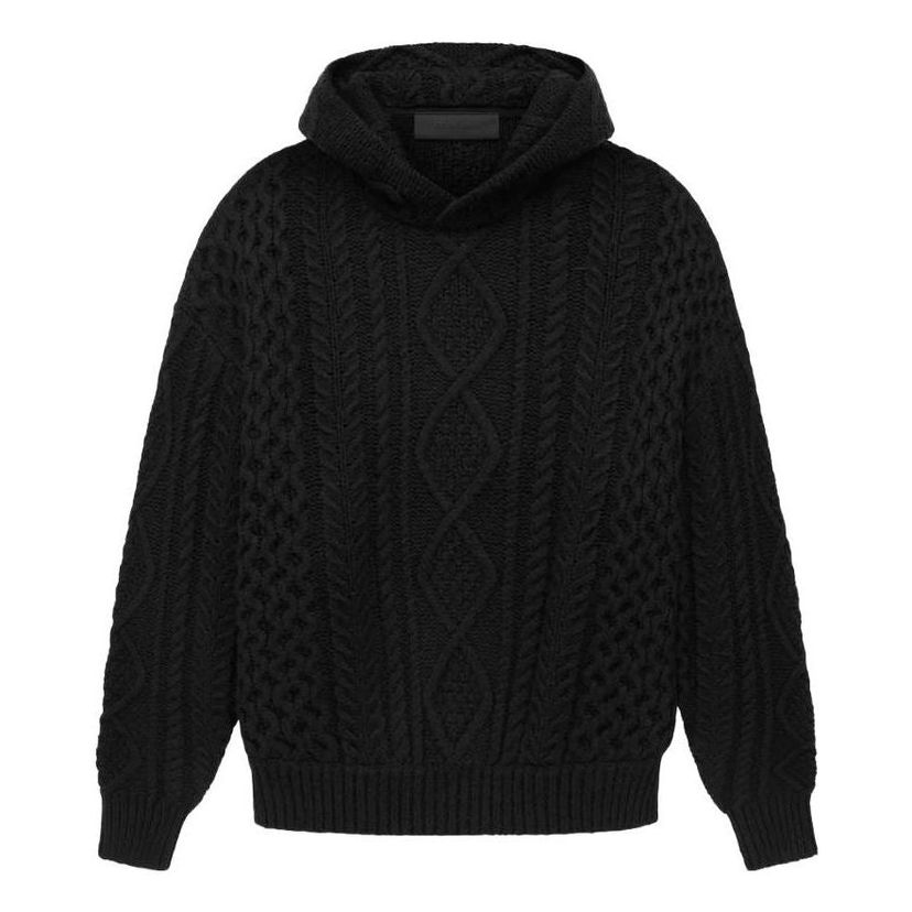 Pleteni pulover Fear of God Cable Knit Hoodie Črna | 192SP234390F
