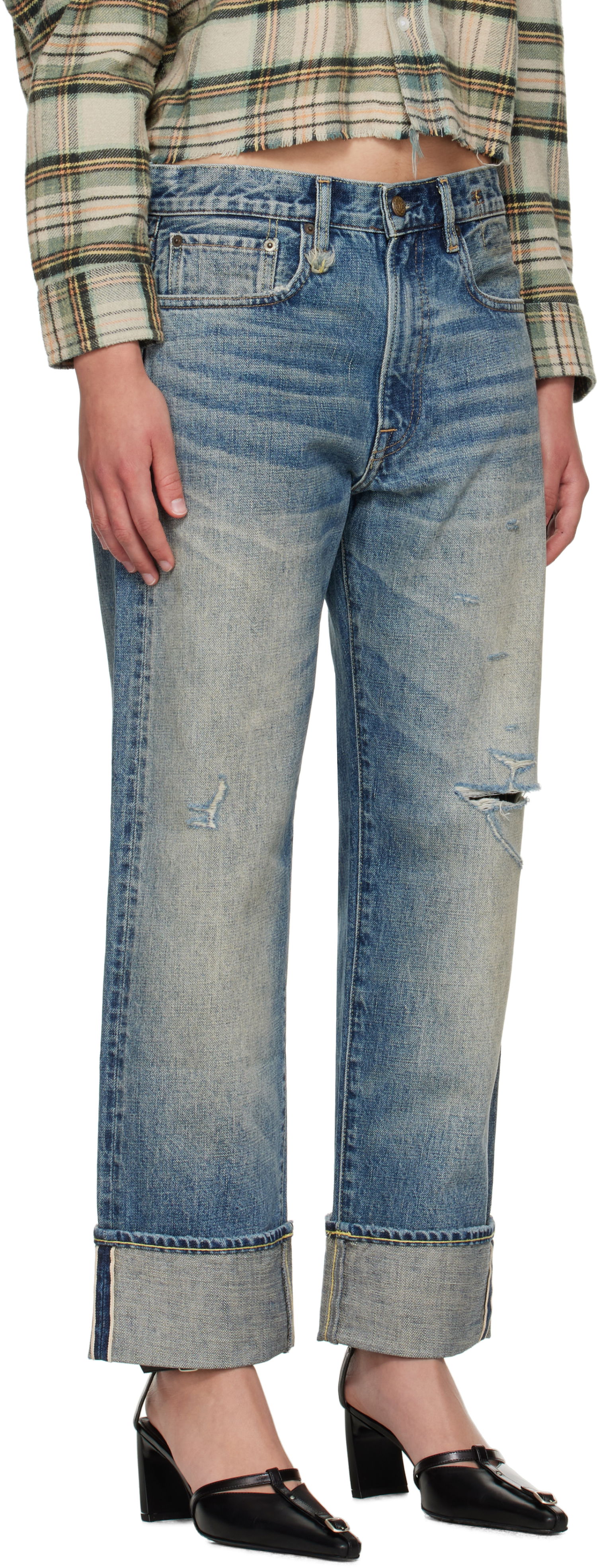 Kavbojke R13 R13 Cuffed Boyfriend Jeans Modra | R13WD196-D324C, 1