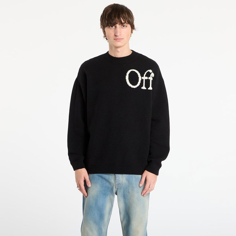 Pleteni pulover Off-White Bookish Shared Knit Crewneck Črna | OMHE20QF25KNI001100B