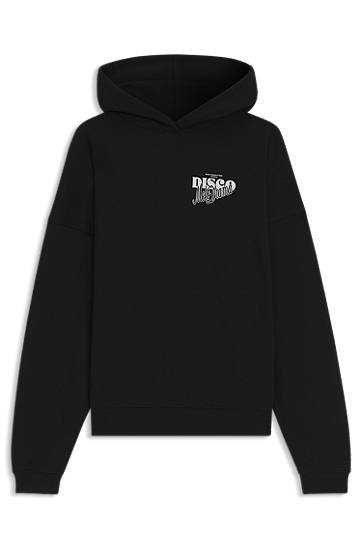 Pulover BOSS Cotton-terry DISCO Mayhem Hoodie Črna | 50554966