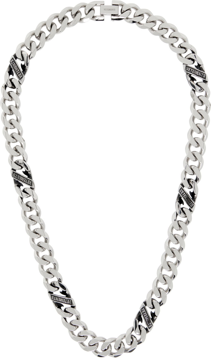 Ogrlica VETEMENTS Vetements Silver-Tone Logo Chain Necklace Kovinski | UH76NE850S