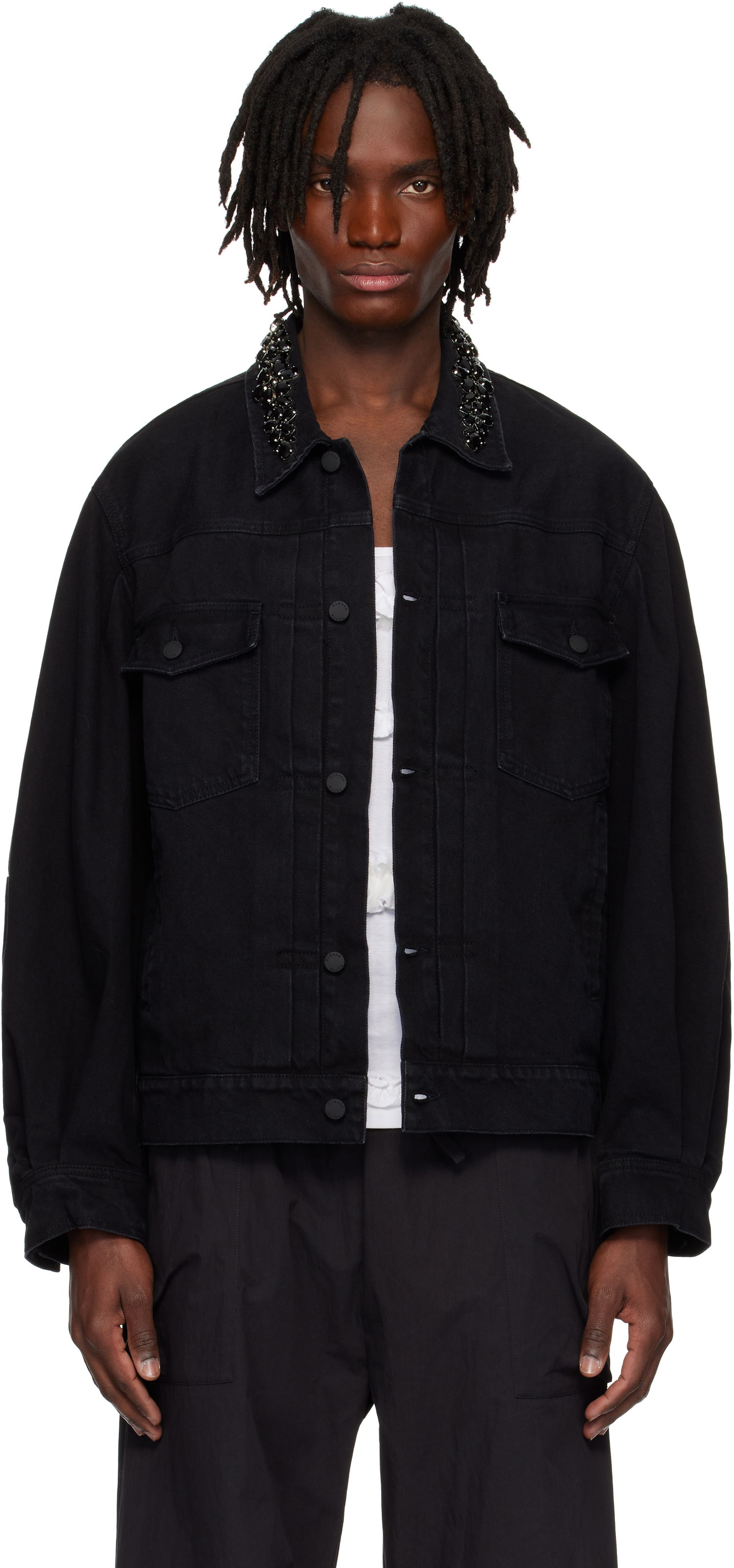 Jakna Simone Rocha Simone Rocha Embellished Denim Jacket Črna | 6116B 1239, 0