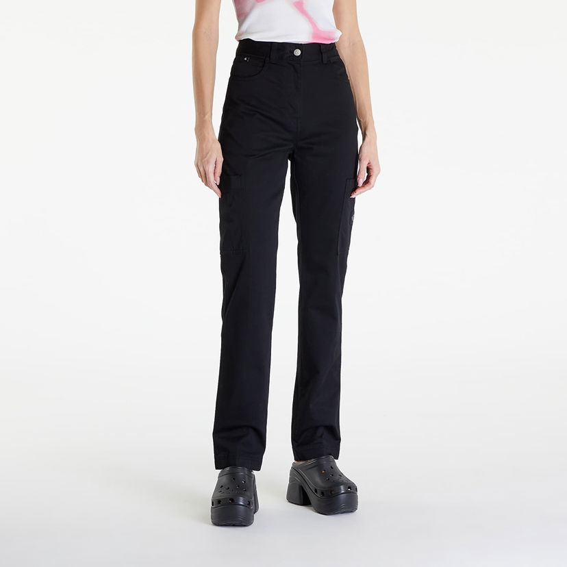 Cargo hlače CALVIN KLEIN Jeans Woven Label High Rise Straight Pant Black Črna | J20J223117 BEH