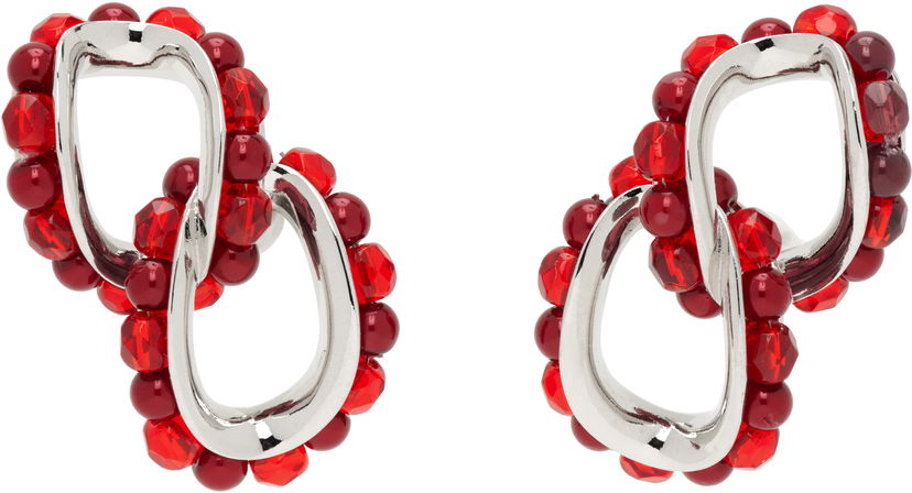 Uhani KIKO KOSTADINOV Kiko Kostadinov Kandel Silver-Tone & Red Beaded Earrings Rdeča | KKWAW25ER02-157