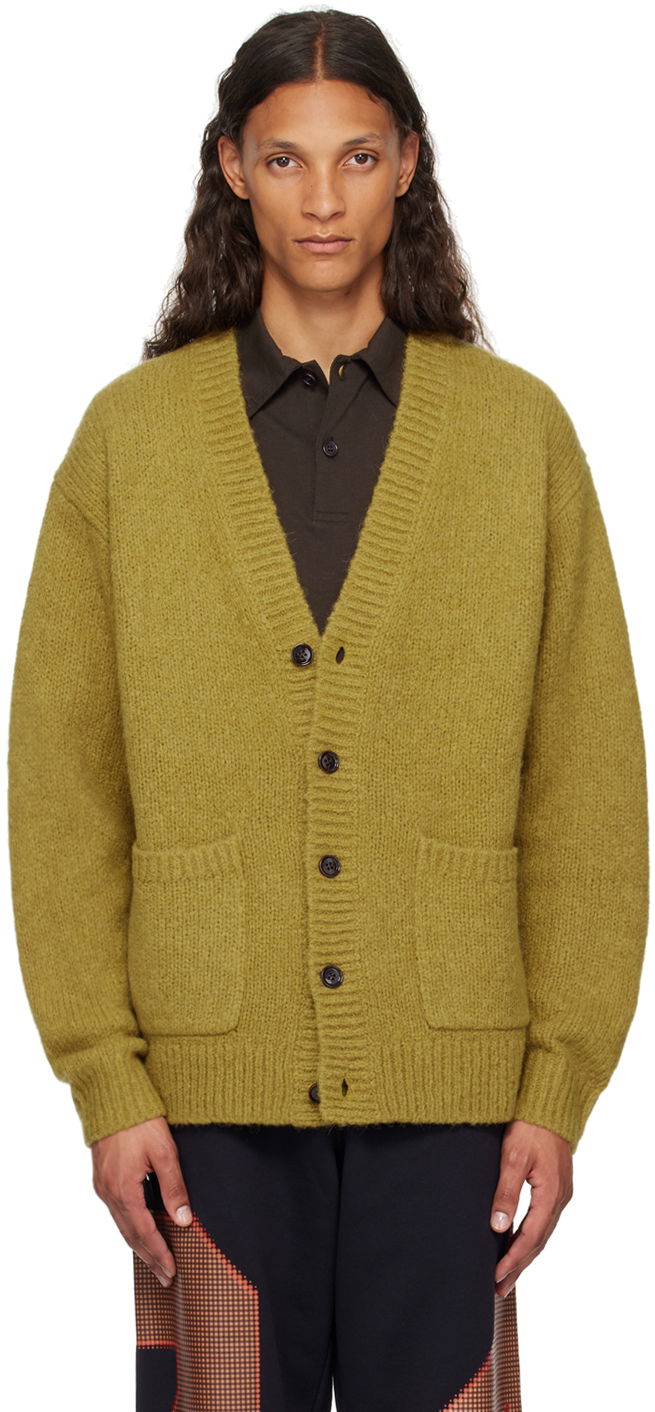Pleteni pulover Dries Van Noten Yellow Alpaca Cardigan Rumena | 242-021243-9709