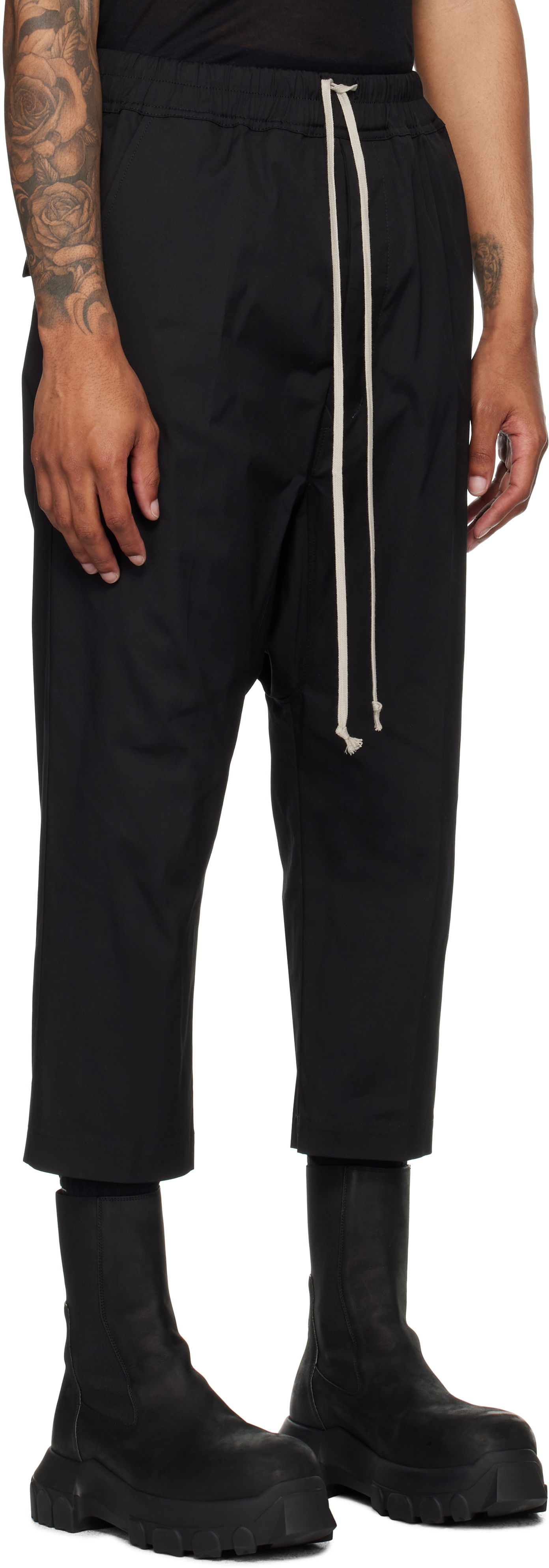 Hlače Rick Owens Rick Owens Concordians Forever Drawstring Cropped Trousers Črna | RU02E1381 TE, 1