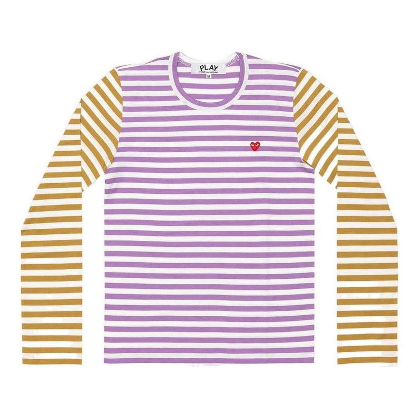 Majica Comme des Garçons PLAY Long Sleeve Bi-Colour Striped T-Shirt Lila | AZ-T318-051-4