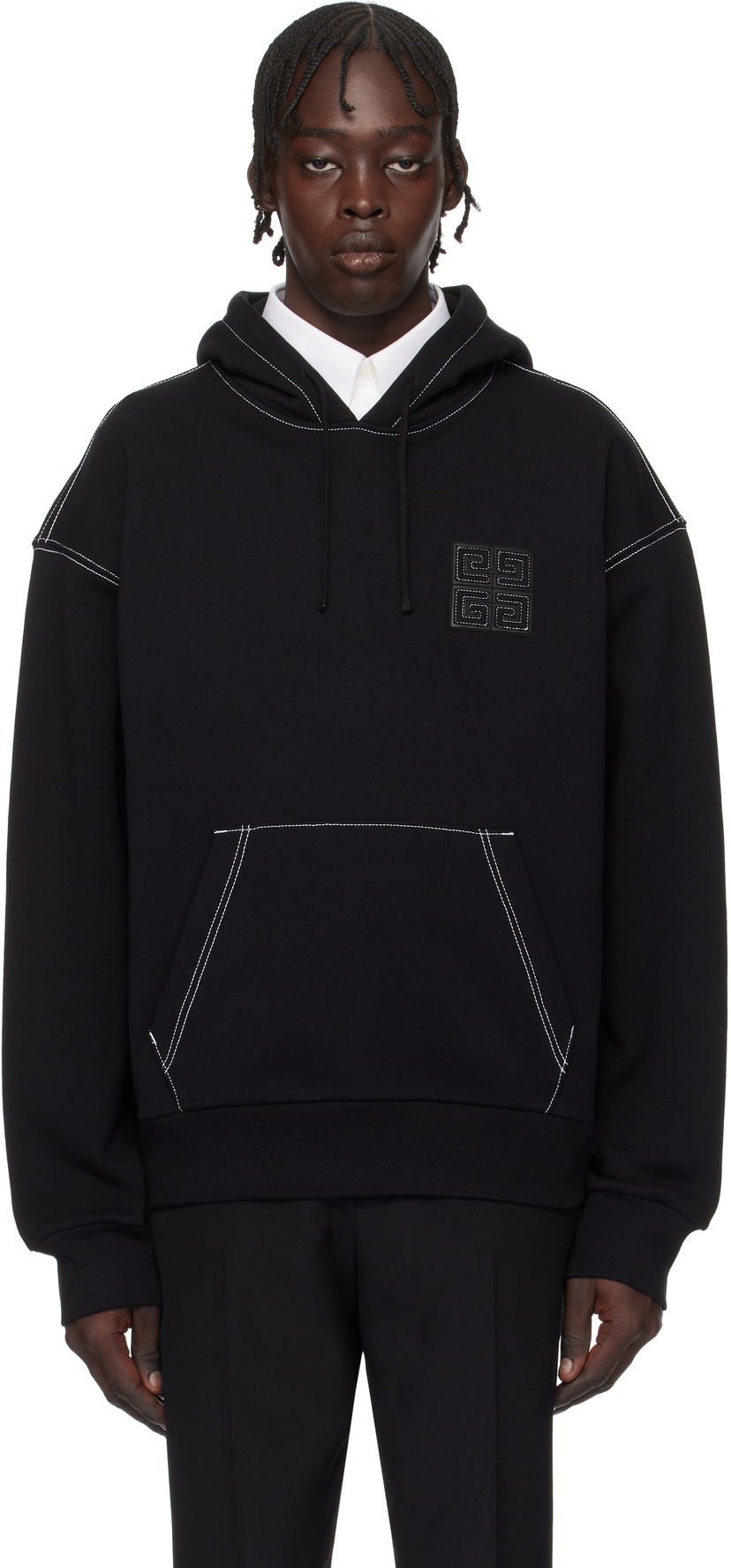 Pulover Givenchy Boxy Fit Hoodie Črna | BMJ0LA3YPQ004