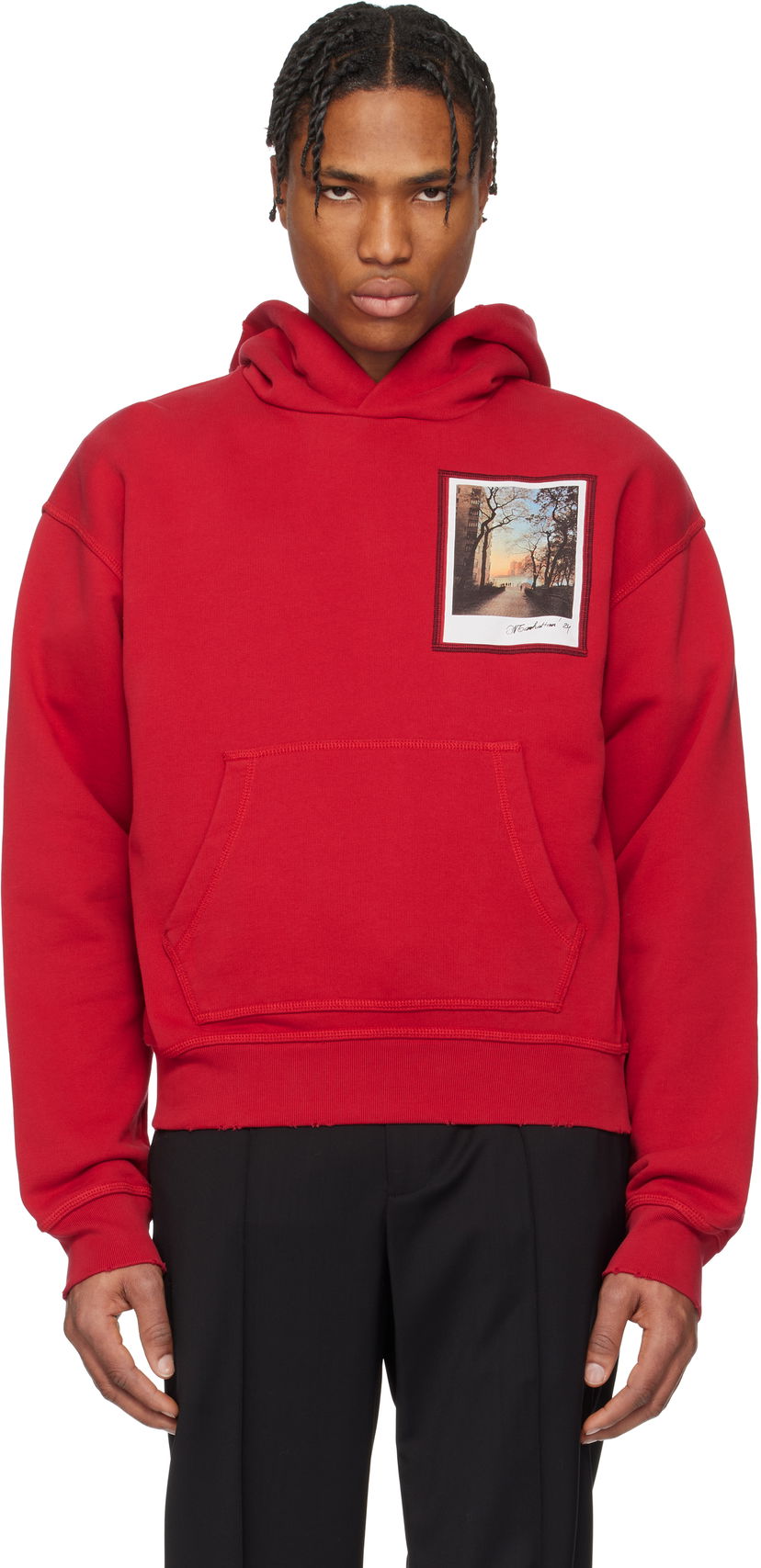 Pulover Helmut Lang Helmut Lang River Postcard Hoodie Rdeča | O10HM522