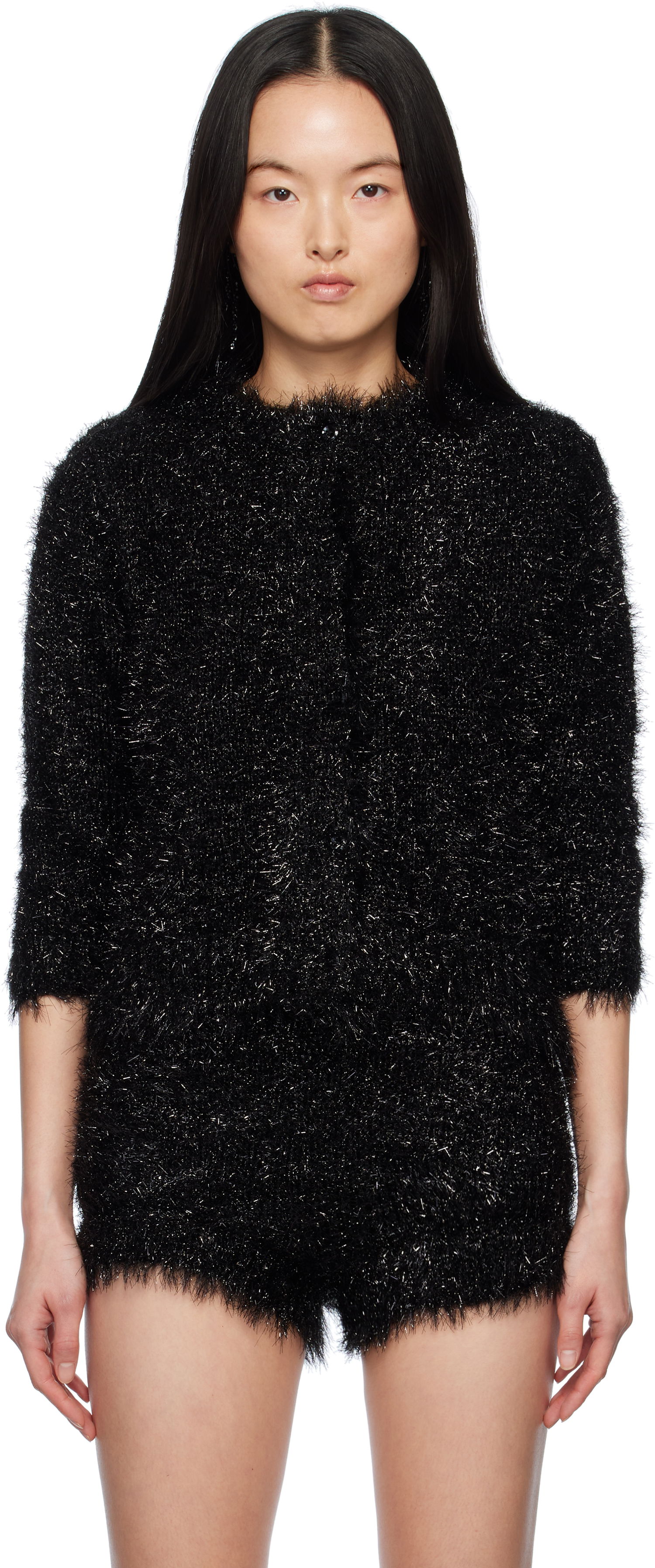 Kombinezon Simone Rocha Simone Rocha Tinsel Knit Cardigan Črna | PRMK2 0664, 0