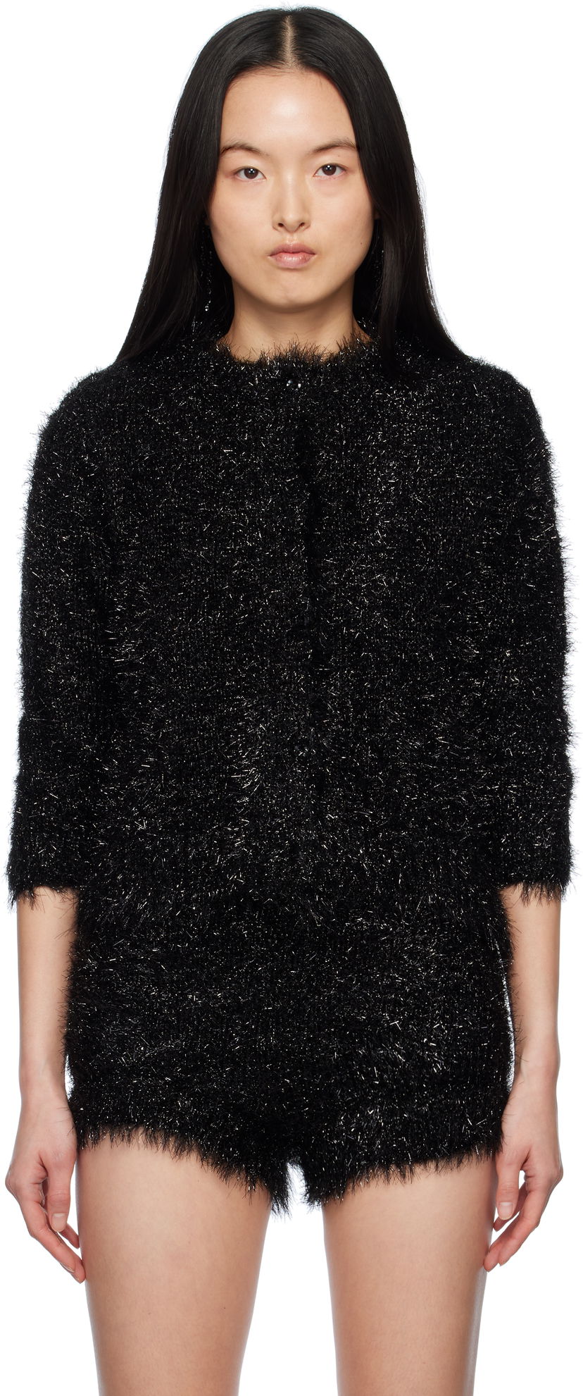 Kombinezon Simone Rocha Simone Rocha Tinsel Knit Cardigan Črna | PRMK2 0664