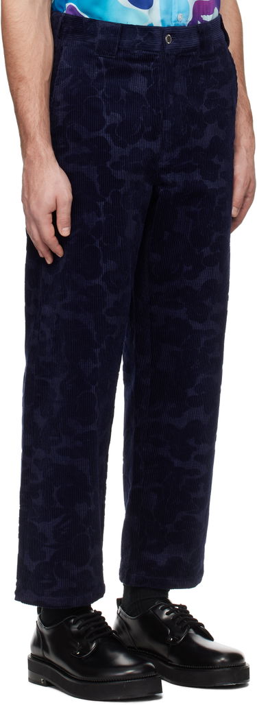 Hlače BAPE A Bathing Ape Solid Camo Debossed Corduroy Trousers Mornarica | 001PTK801315M, 1