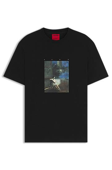 Majica BOSS HUGO x apoh Cotton-Jersey T-Shirt with Ballerina Artwork Črna | 50545995