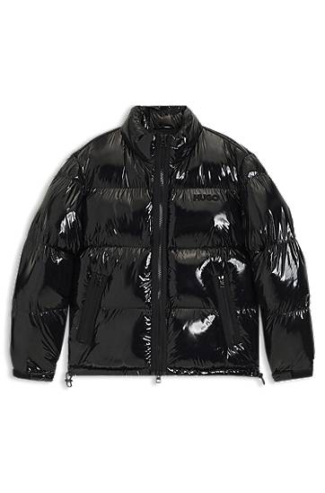 Puhovka BOSS Water-repellent Glossy Puffer Jacket Črna | 50549251