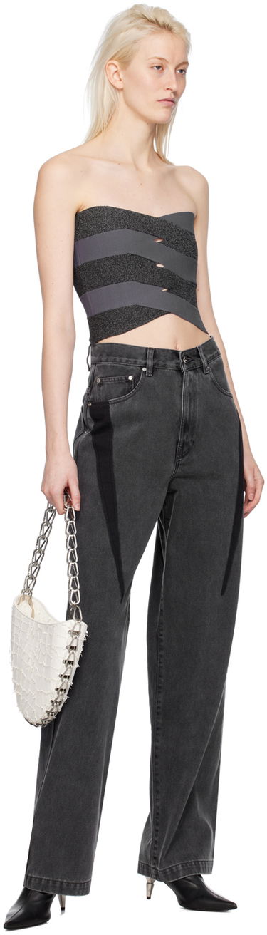 Majica brez rokavov Dion Lee Reflective Interlocking Weave Bustier Top Siva | A7798PS24, 3