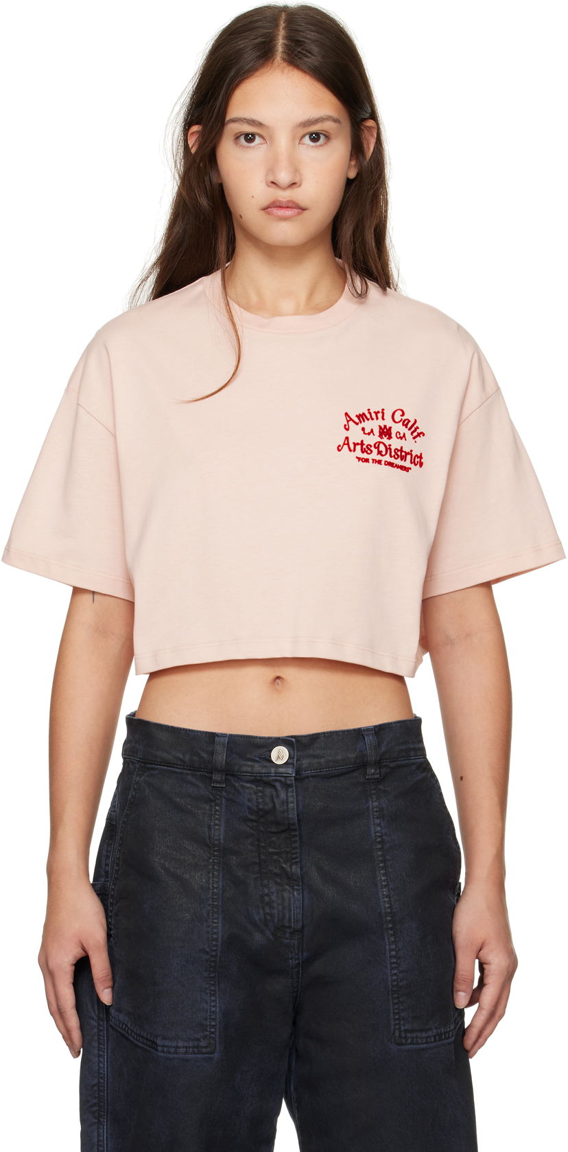 Krop-top AMIRI 'Arts District' Crop T-Shirt Bež | AWJYTE1040