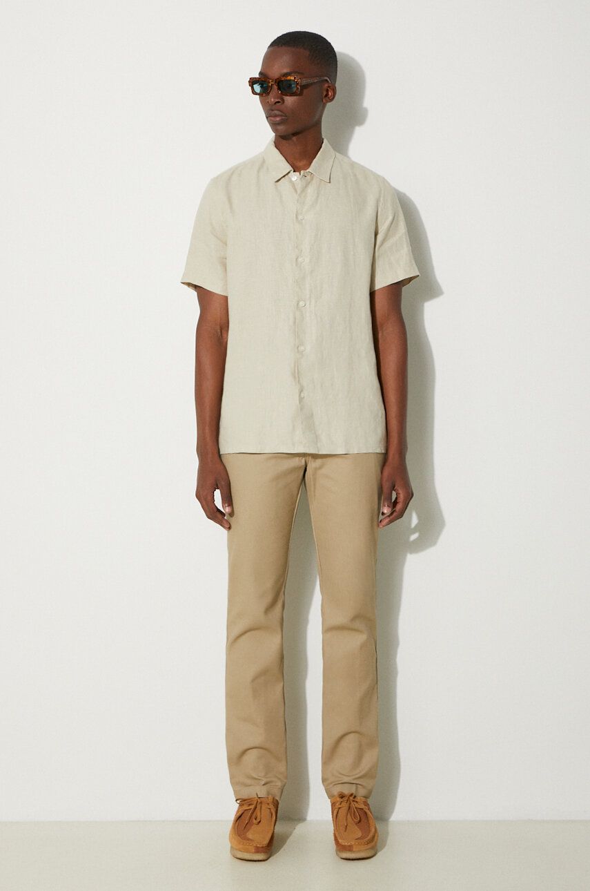 Srajce Samsoe Samsoe Samsoe Samsoe Saavan Regular Fit Linen Shirt Bež | M24100052, 1