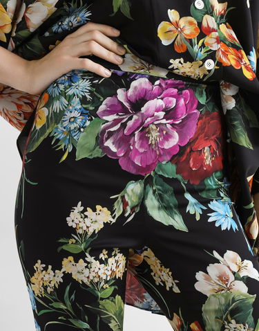 Hlače Dolce & Gabbana Dolce & Gabbana Charmeuse Flower Bouquet-Print Pants Črna | FTCQ4TFSA7WHN5PC, 3