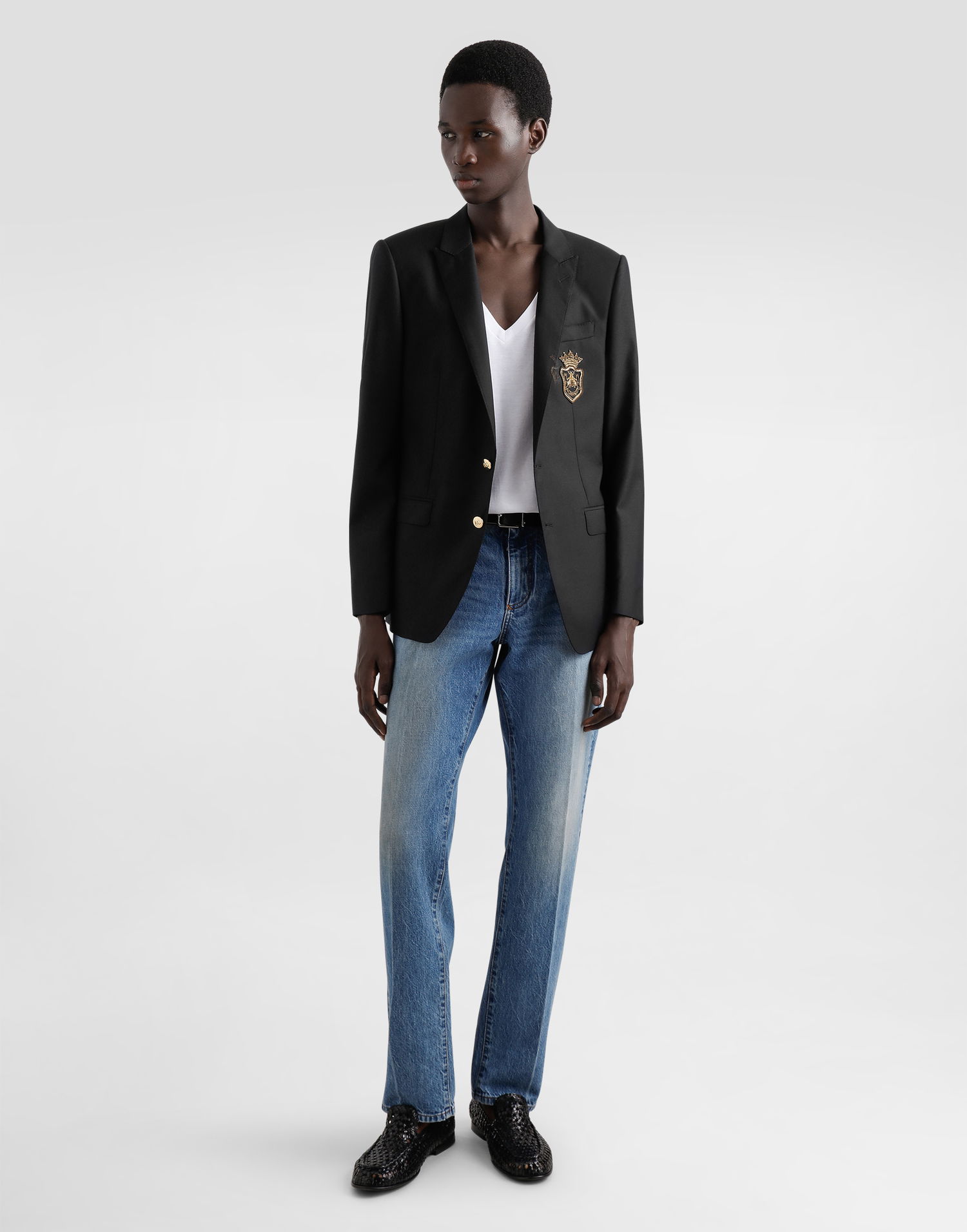 Jakna Dolce & Gabbana Single-breasted Embroidered Patch Jacket Črna | G2LK0ZFU3H1N0000, 1