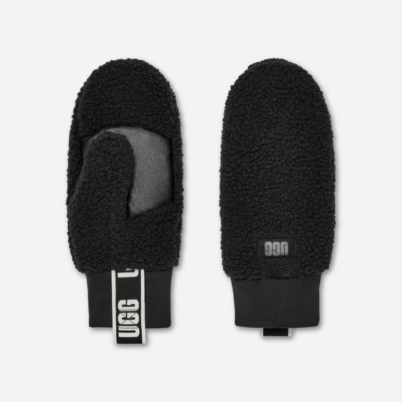 Rokavice UGG Logo Tape Fleece Mittens Črna | 101099-BLK, 1