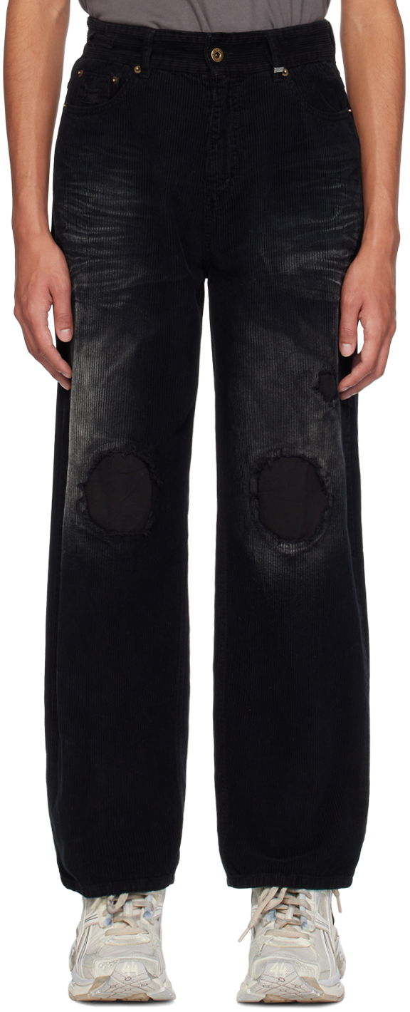 Kavbojke We11done We11done Distressed Corduroy Trousers Črna | WD-PT2-24-230-M-BK