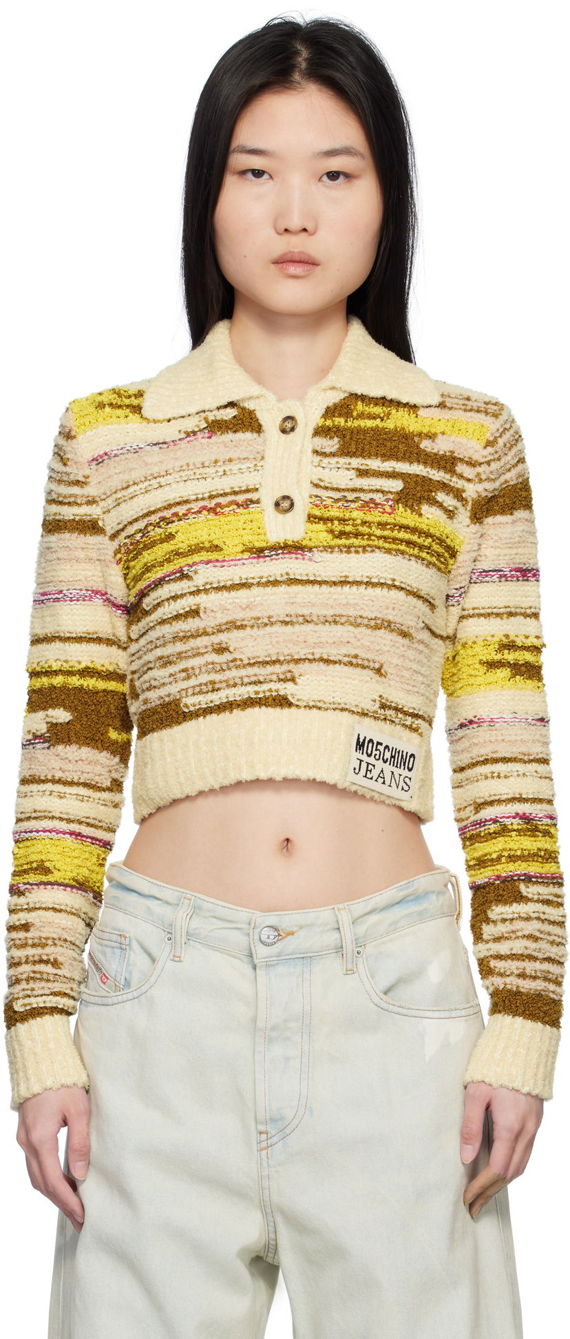 Pleteni pulover Moschino Moschino Jeans Cropped Pullover Polo Večbarvna | 251K10922