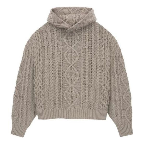 Pleteni pulover Fear of God Essentials Cable Knit Hoodie Bež | 192BT234394F